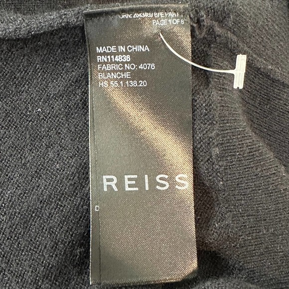 REISS Blanche Wrap Neck Jumper Draped Surplice Wrap Sweater, Black - Picture 14 of 16